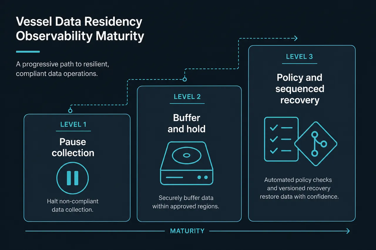 Three maturity levels: pause collection, buffer and hold, policy with sequenced recovery